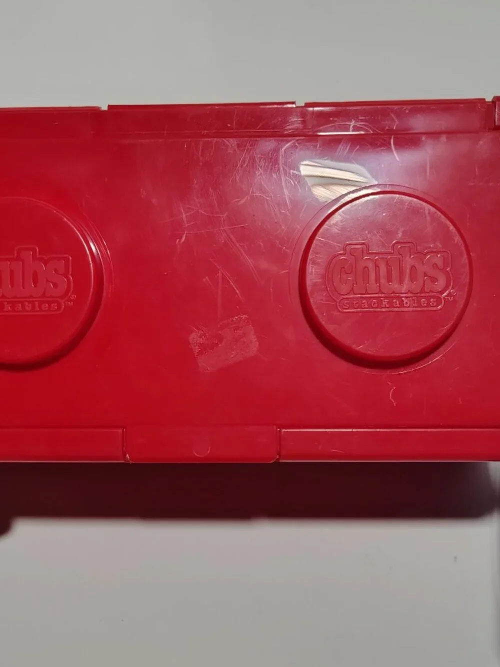 Vintage Chubs Stackables Lot of 2 Red Blue Plastic Baby Wipe Storage Containers